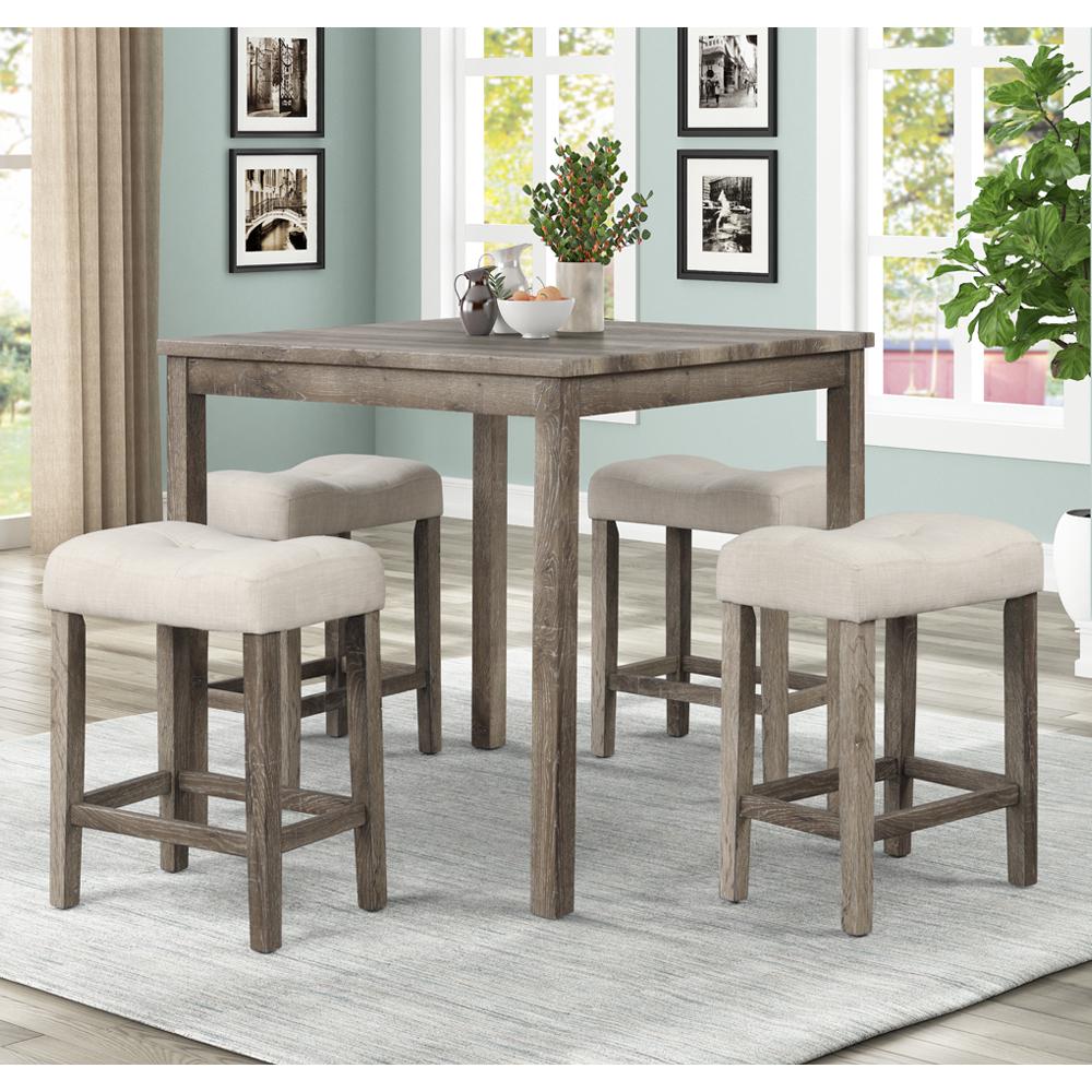 Vitalita 5-piece Antique Natural Oak Square Counter Height Set. Picture 7