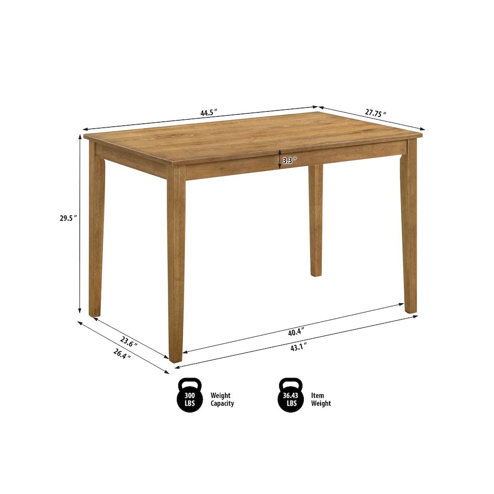 Solana 5-Piece Transitional Rectangle Dining Set in 1 Box, Antique Natural Oak. Picture 6