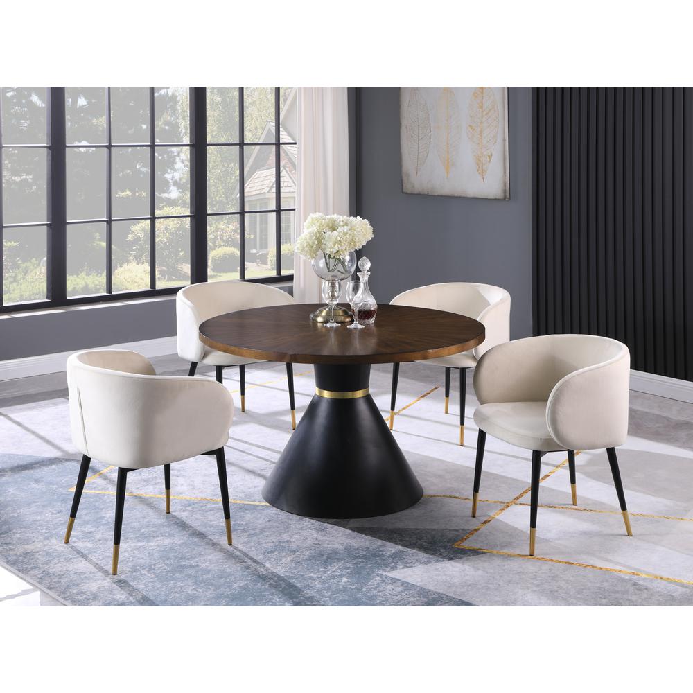 Hemingway 5-piece Round Dinette Set in Cream Velvet. Picture 1