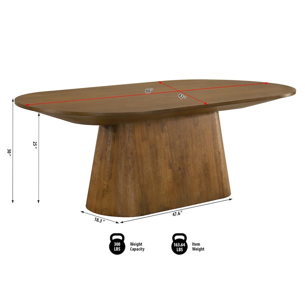 Terra Transitional Oval Dining Table with Pedestal Base, Walnut. Picture 3