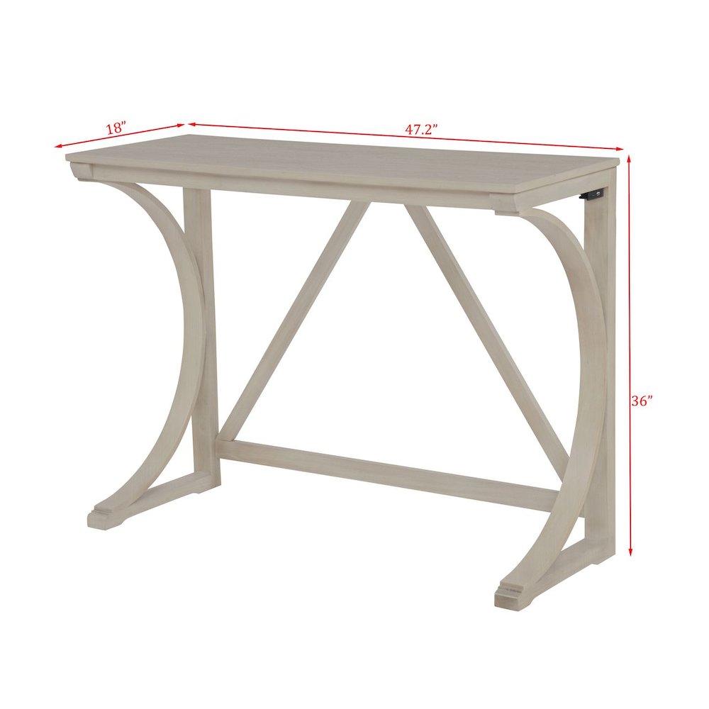 Dappelle 3-Piece Pub Dining Set with USB-A & USB-C Ports in 1 Box, Antique White. Picture 5