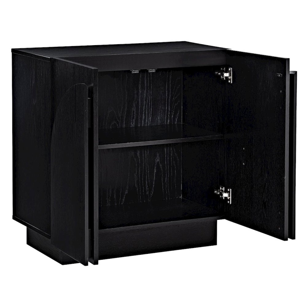 Questa Scandinavian Mid-Century 2-Door Cabinet with Arch Handles, Black. Picture 2