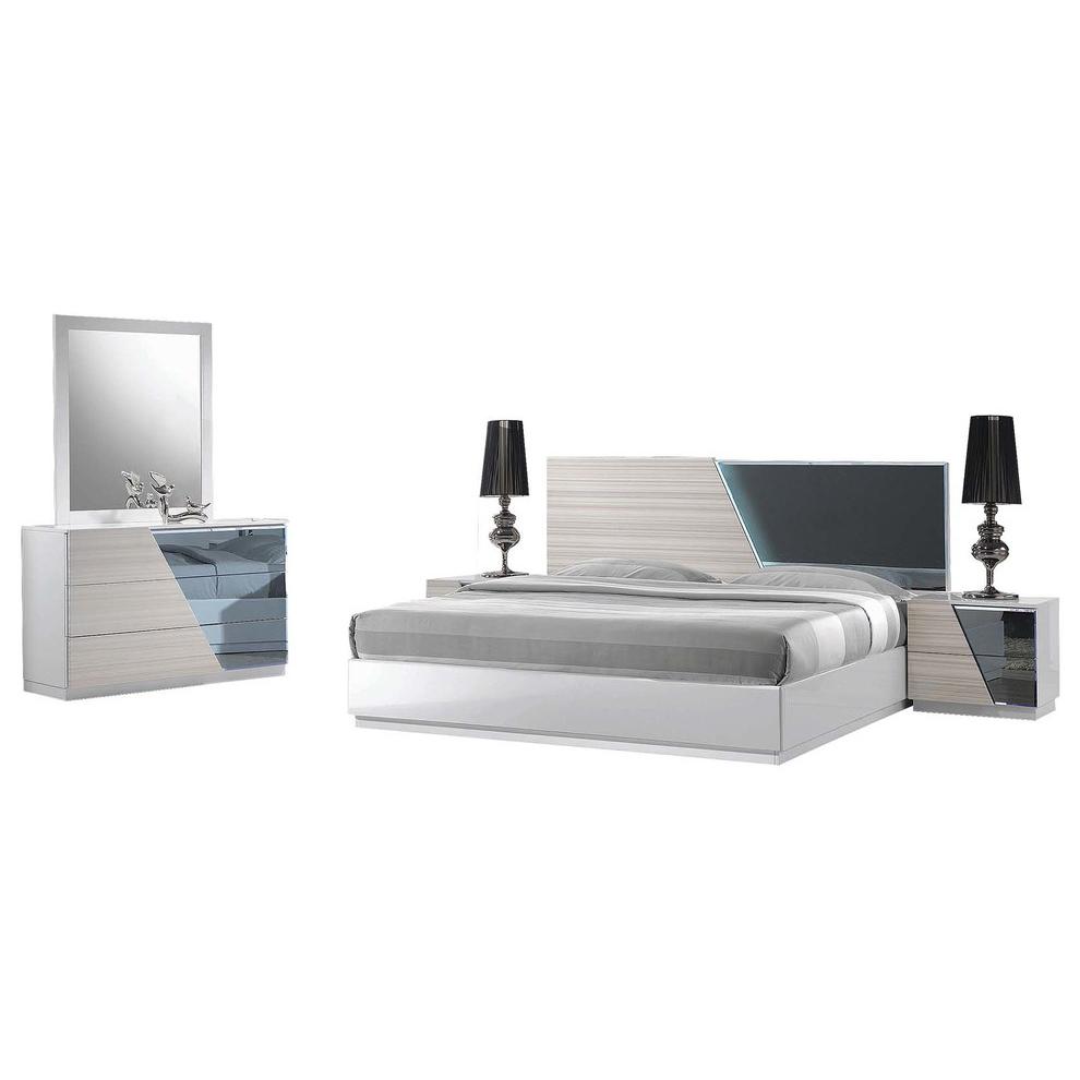Best Master Manchester 5-Piece Wood Cal King Bedroom Set in Zebra/White. Picture 1
