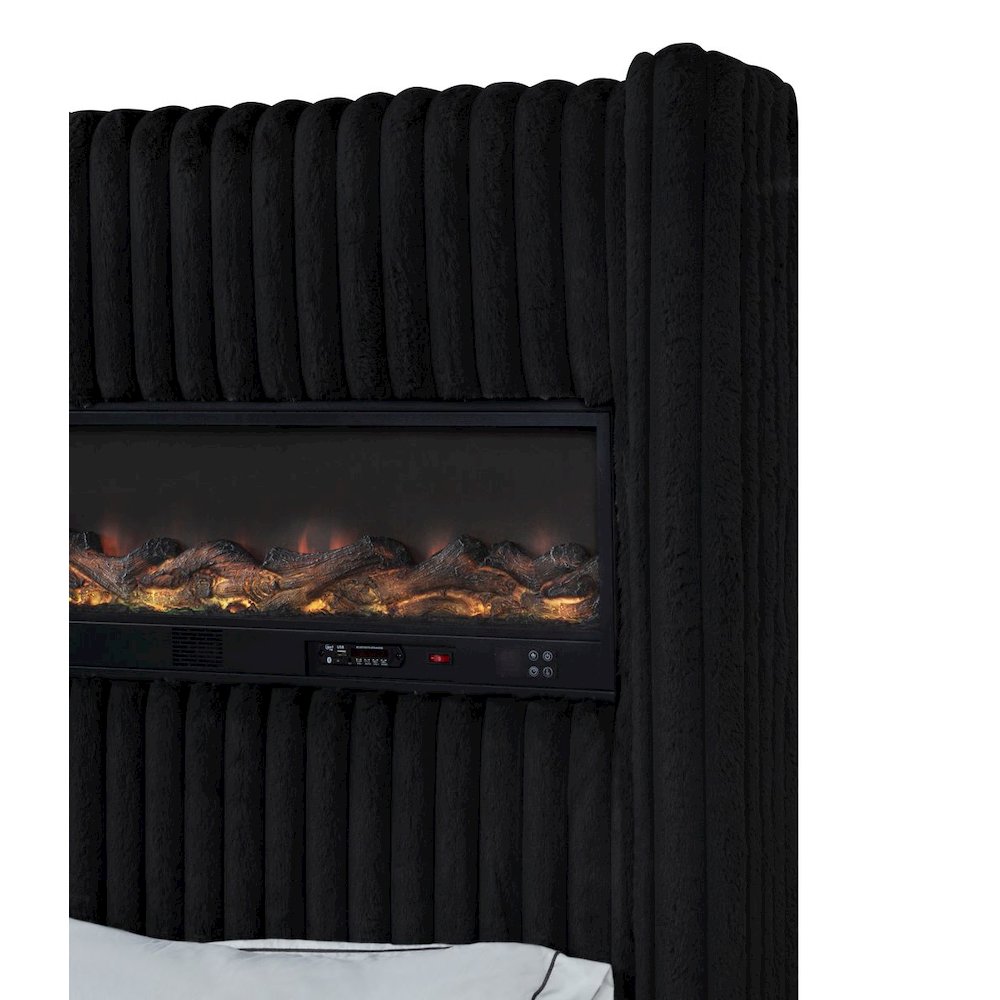 Uphoria Rabbit Velvet Queen Bed, Black. Picture 5