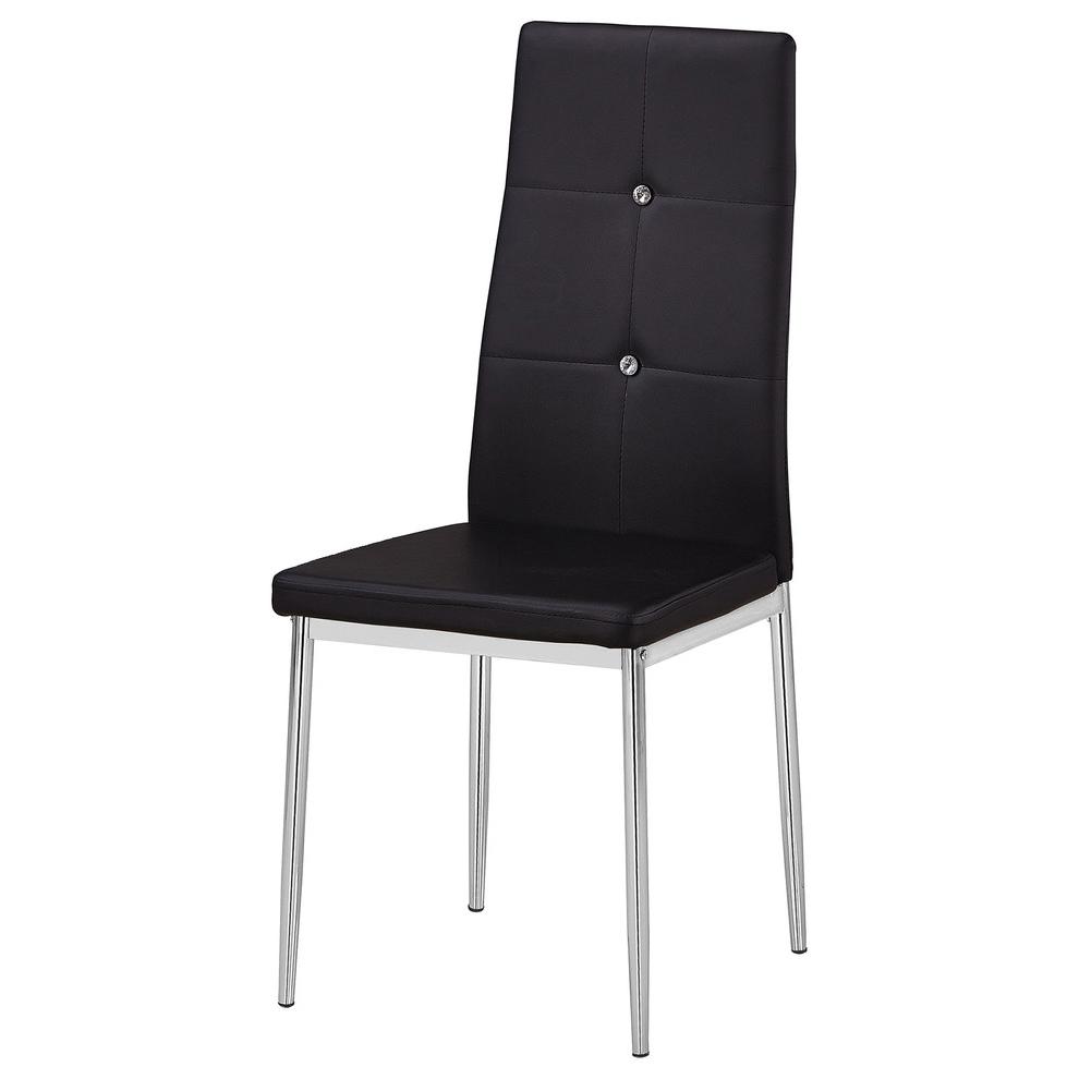 Best Master Trina Bi Cast Leather Dining Side Chair in Black (Set of 2). Picture 1