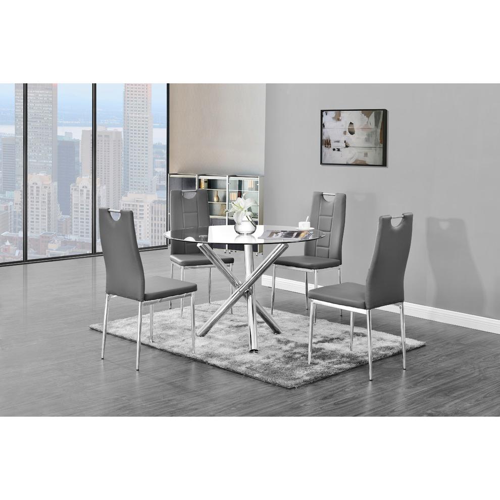 Best Master Beverly Faux Leather Upholstered Side Chair - Gray (Set of 2). Picture 3