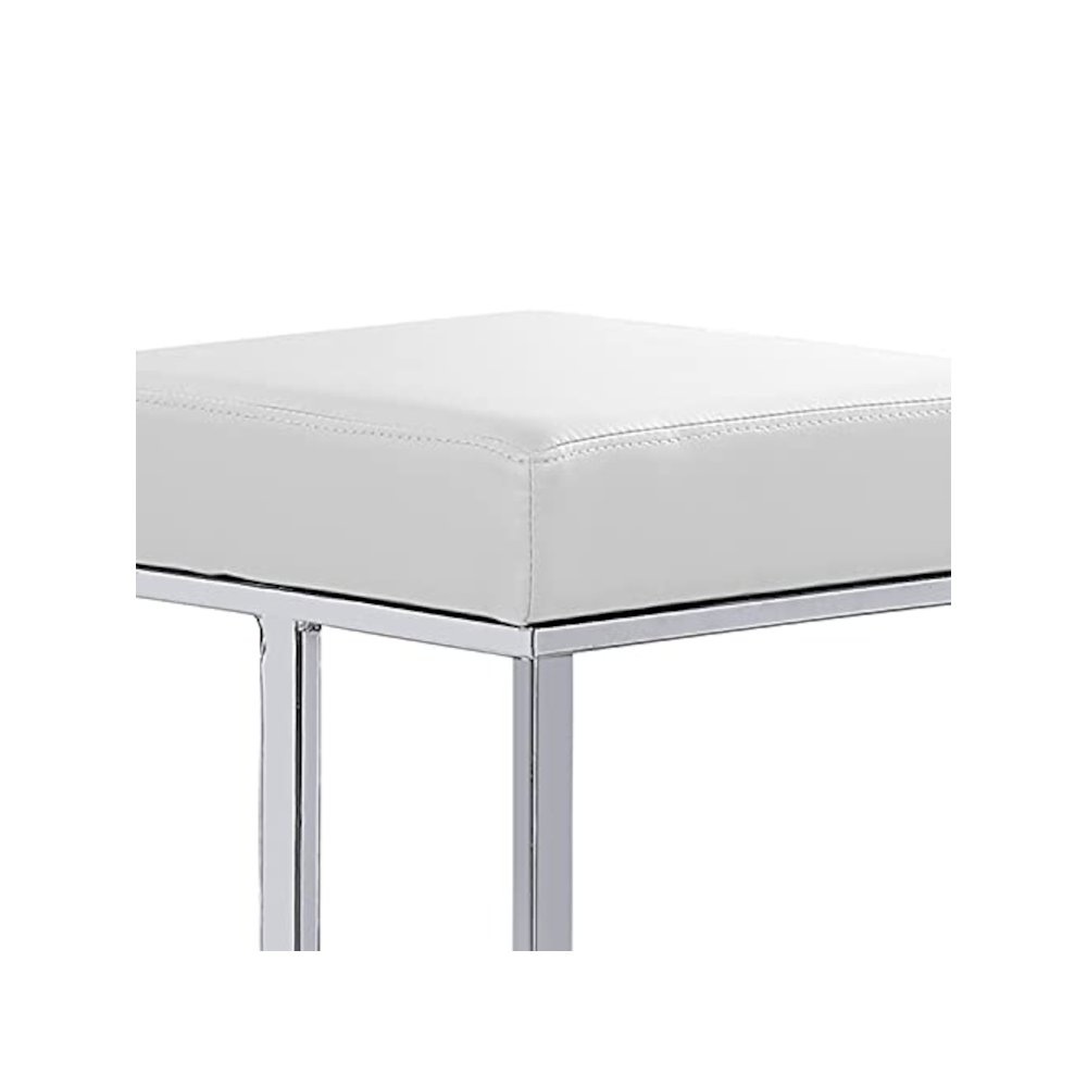 Dorrington Faux Leather Backless Counter Height Stool in White/Silver (Set of 2). Picture 3