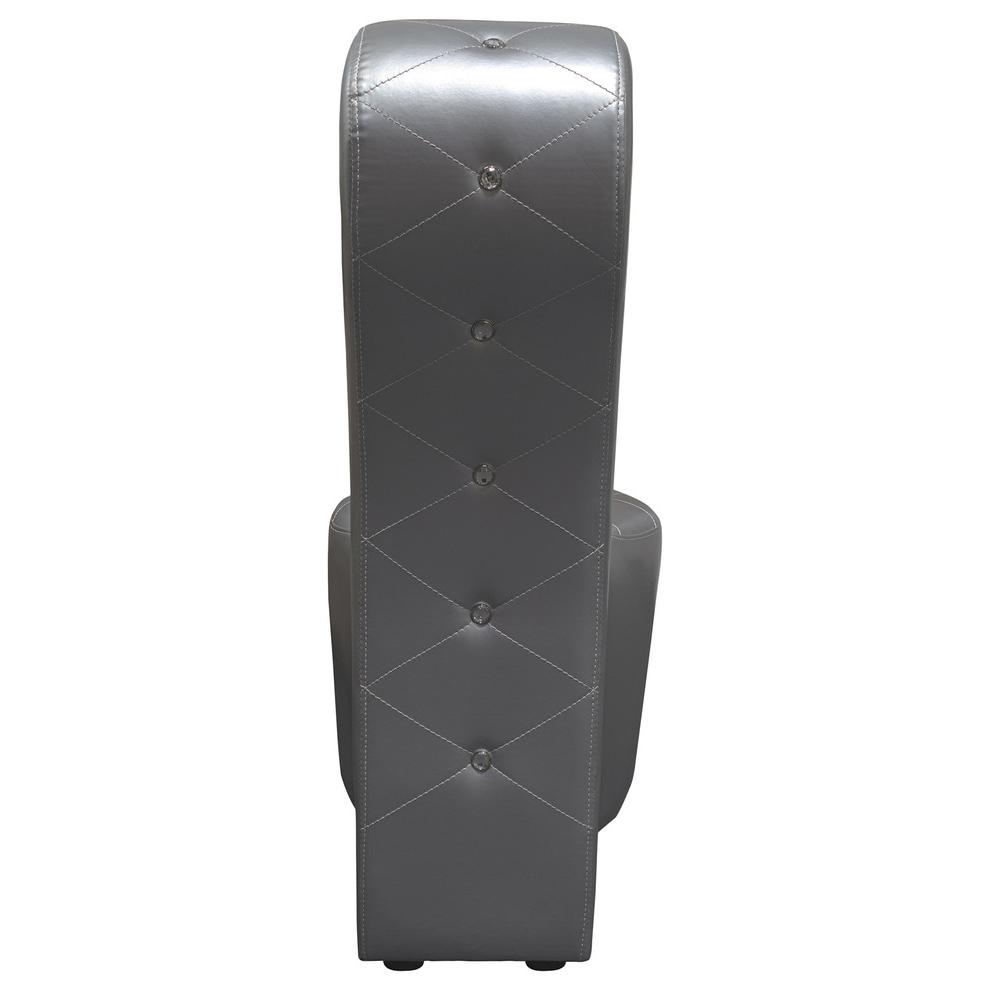 Best Master High Heel Faux Leather Crystal Studs Shoe Chair in Silver. Picture 3