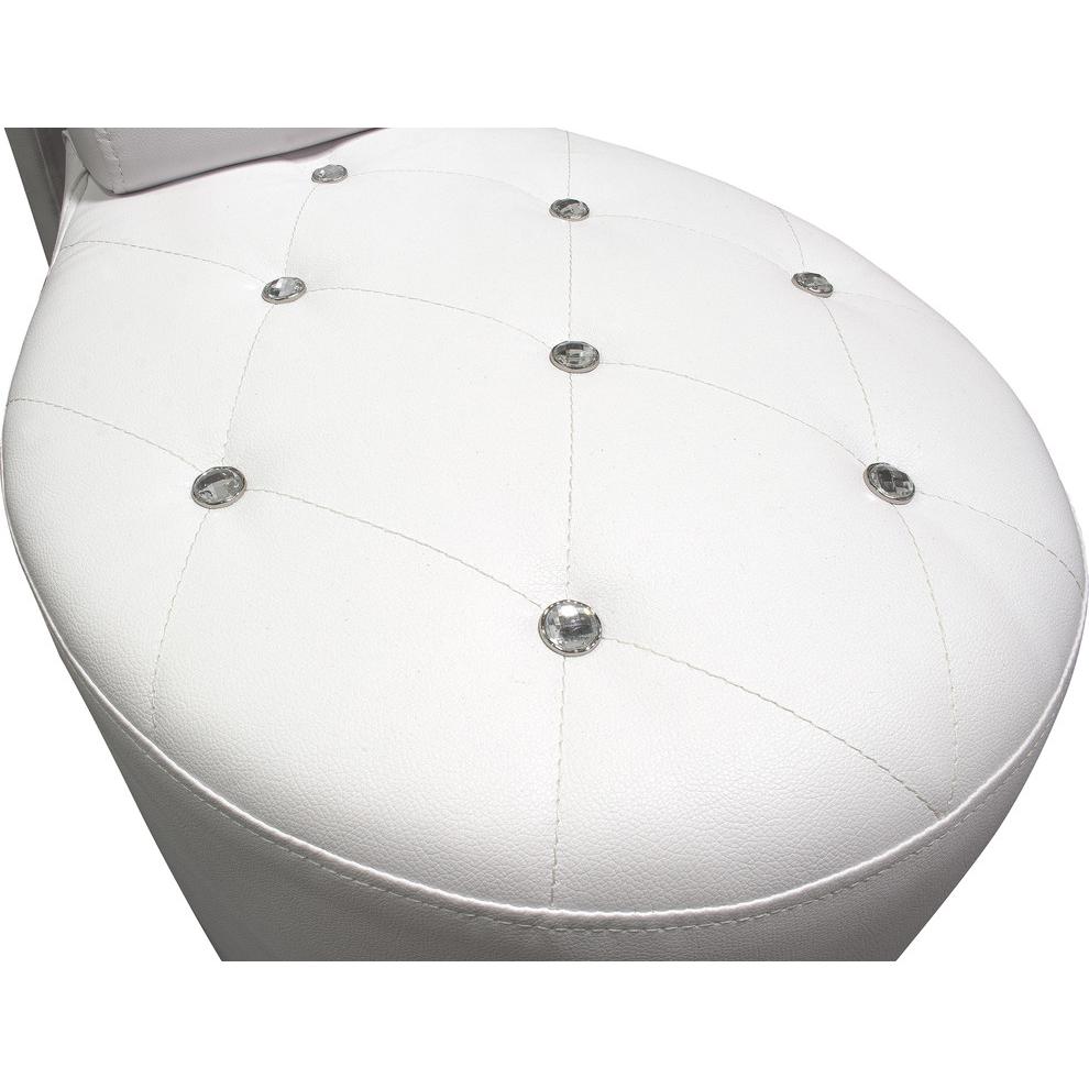 Best Master High Heel Faux Leather Crystal Studs Shoe Chair in White. Picture 3