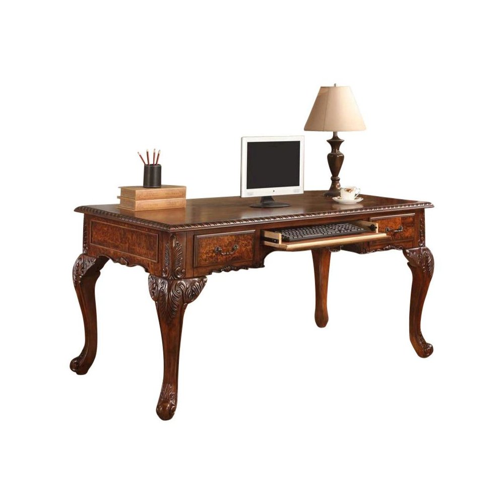 Best Master CDExecutive 60" Wood Office Desk With Hand Carved Designs in Cherry. Picture 1