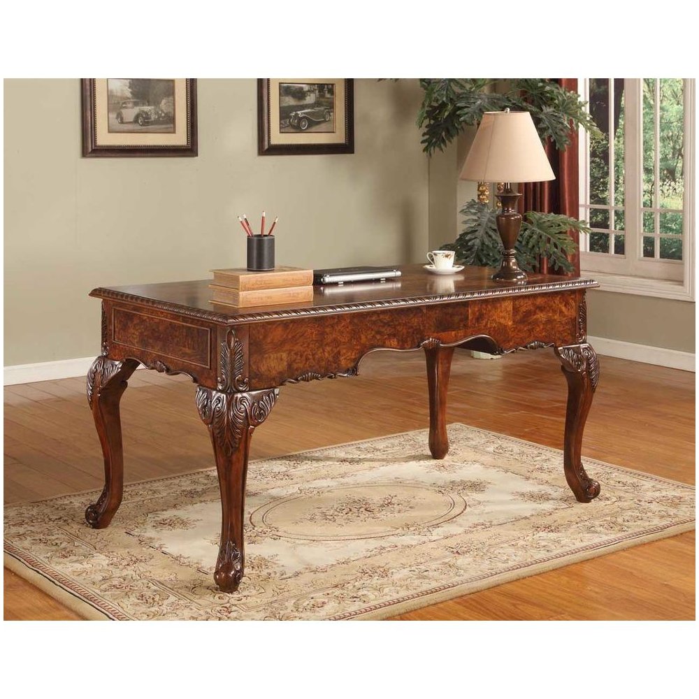 Best Master CDExecutive 60" Wood Office Desk With Hand Carved Designs in Cherry. Picture 3