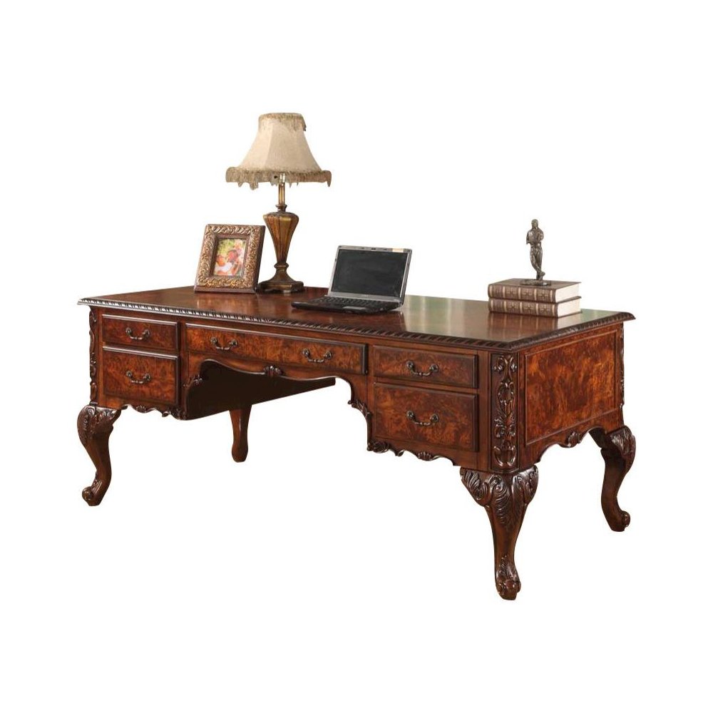 Best Master CDExecutive 72" Wood Office Desk With Hand Carved Designs in Cherry. Picture 1