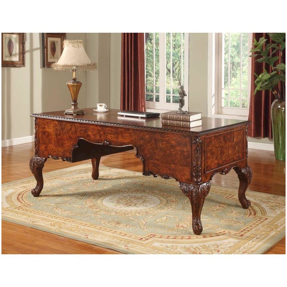 Best Master CDExecutive 72" Wood Office Desk With Hand Carved Designs in Cherry. Picture 3