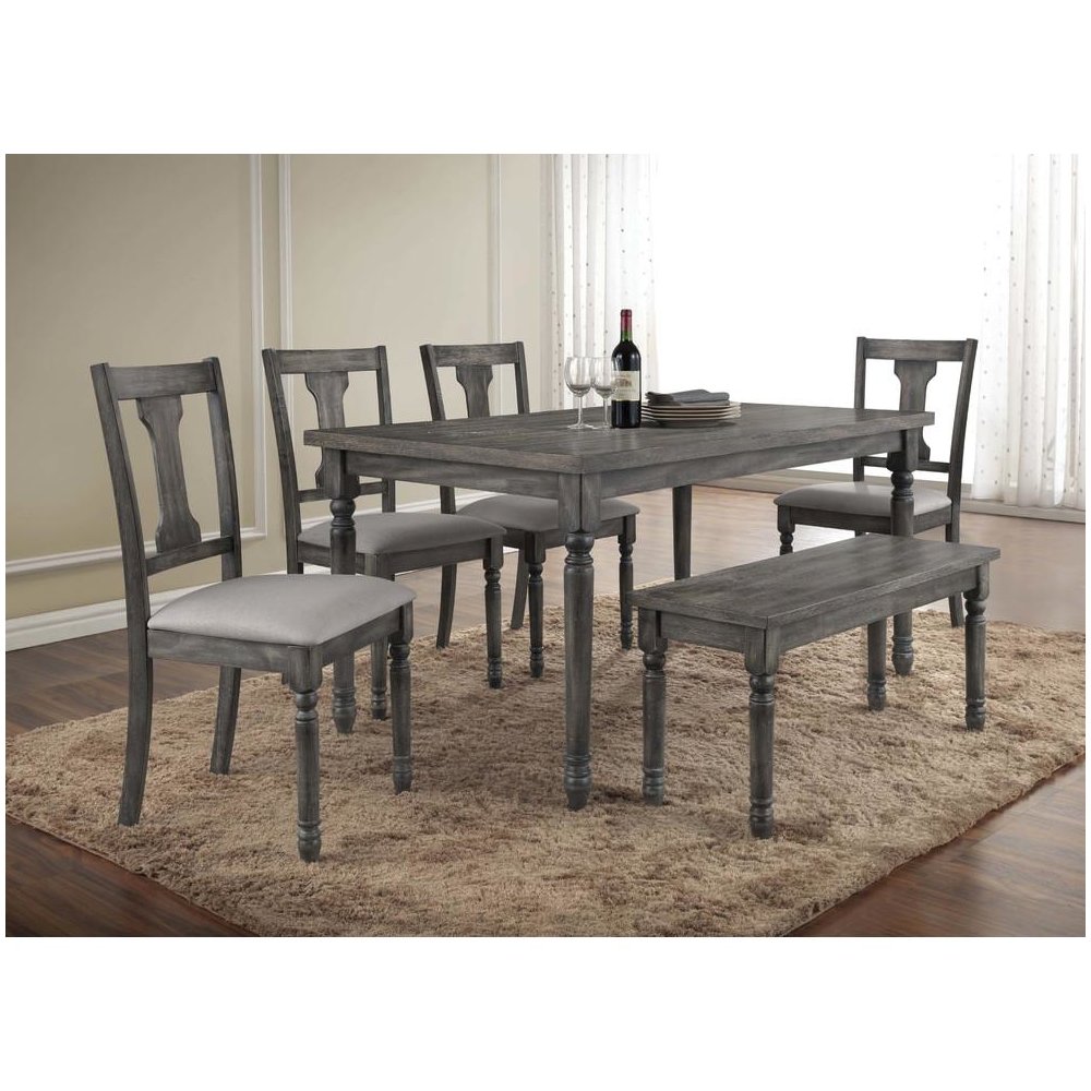 Best Master Demi Birch Wood Dining Table in Smoked Gray. Picture 3