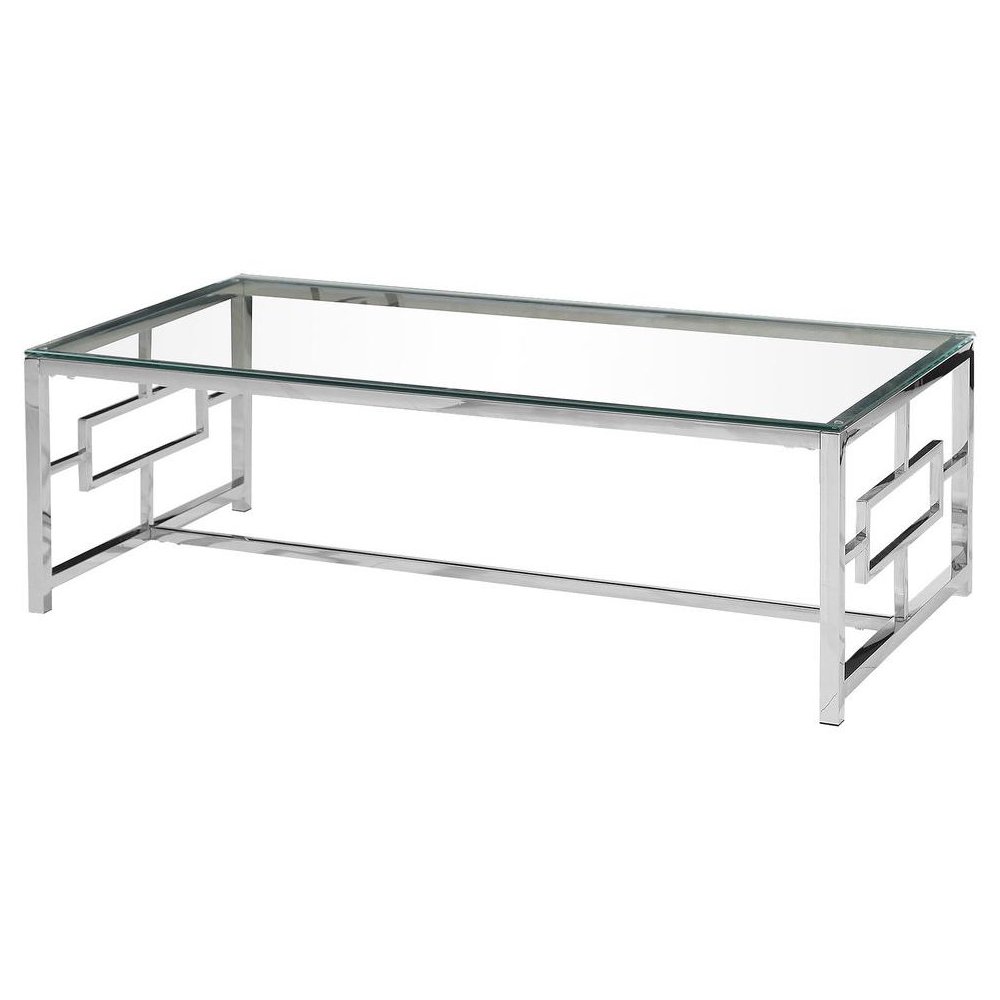 Best Master Stainless Steel and Glass Coffee Table in Silver Base/Clear. Picture 1