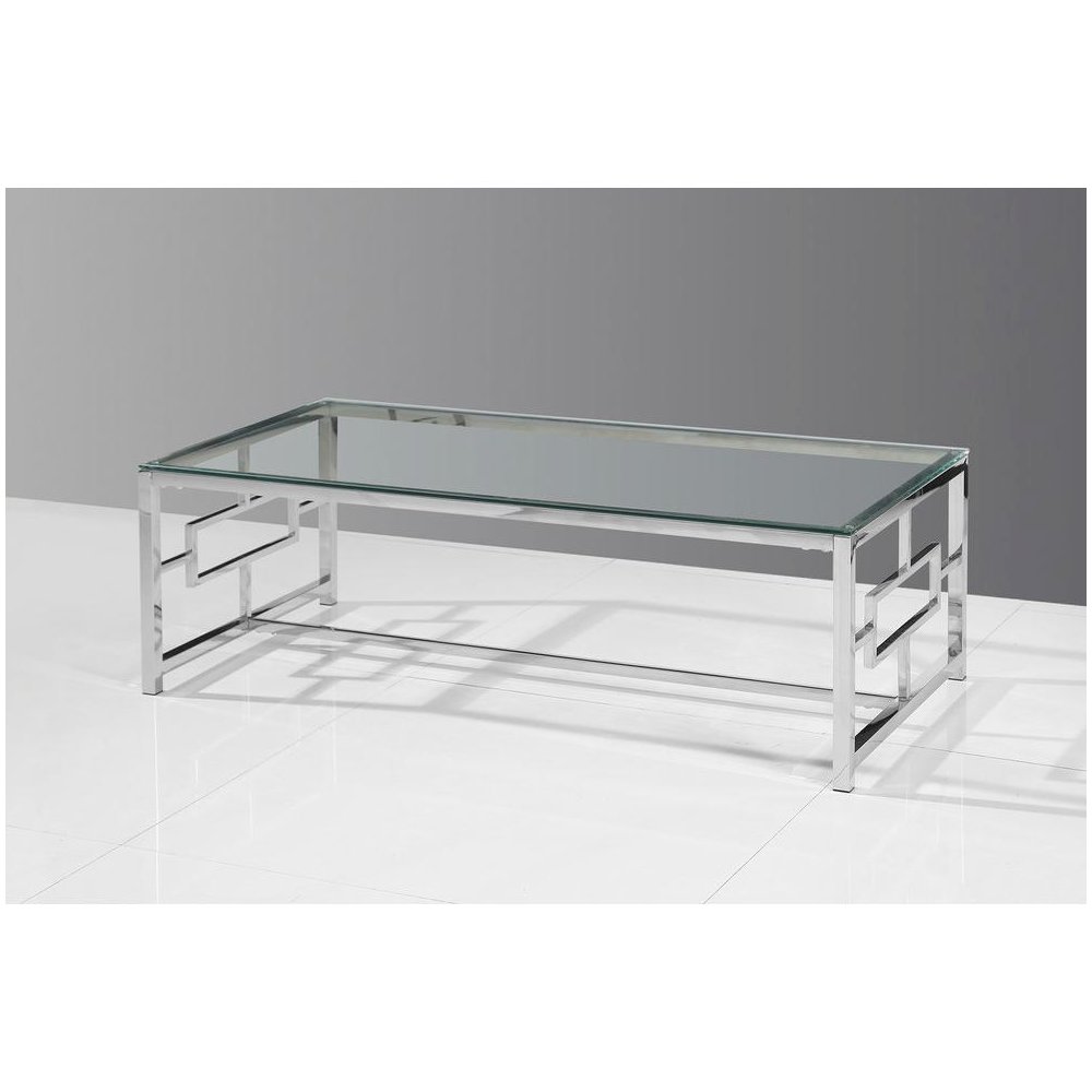 Best Master Stainless Steel and Glass Coffee Table in Silver Base/Clear. Picture 2