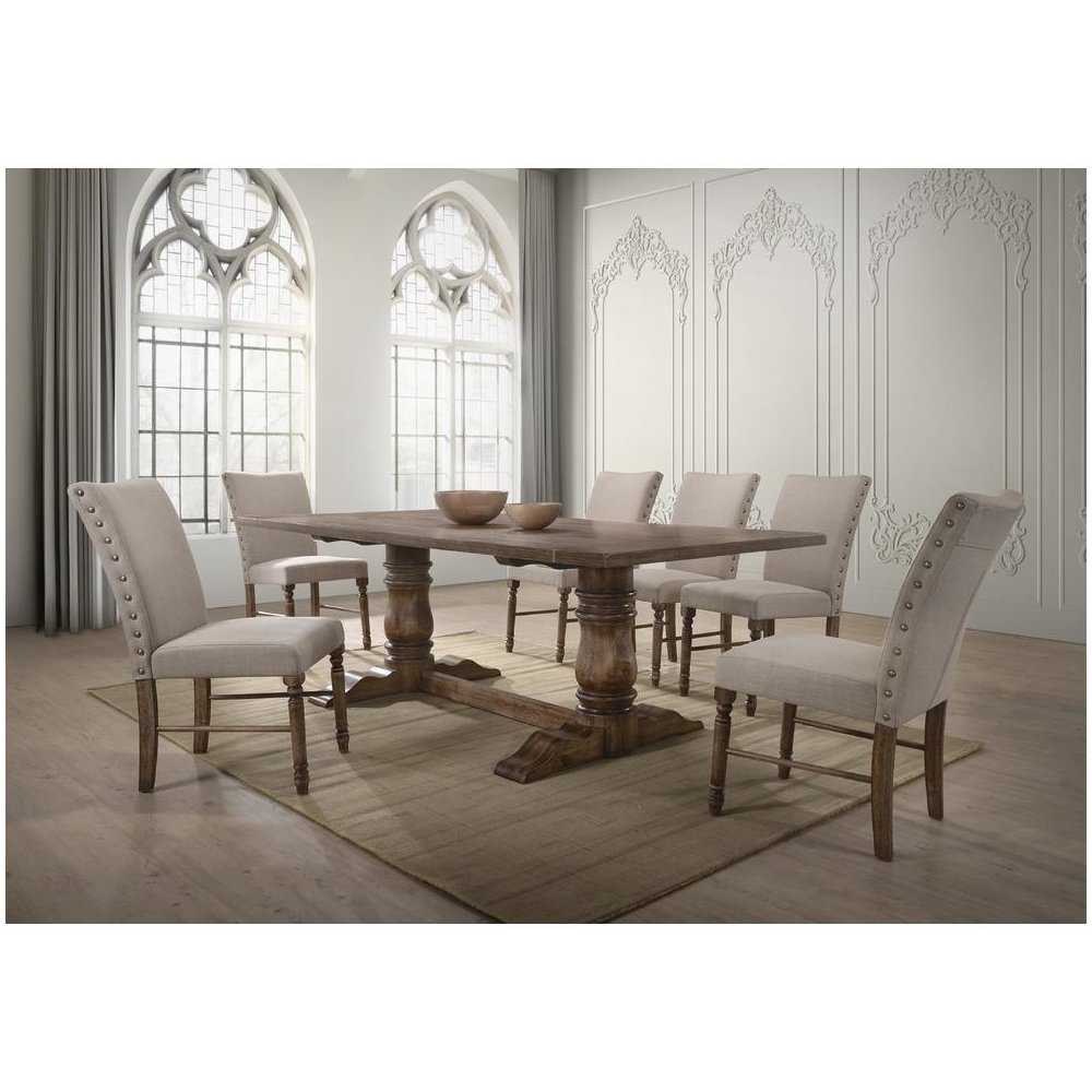 Best Master Ellen Solid Wood Dining Table in Antique Natural Oak. Picture 4