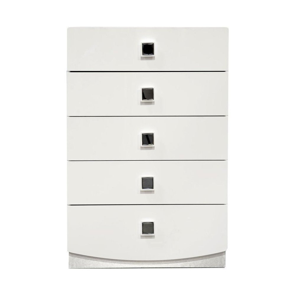 Best Master France 5-Drawer Poplar Wood Bedroom Chest in White Lacquer. Picture 1