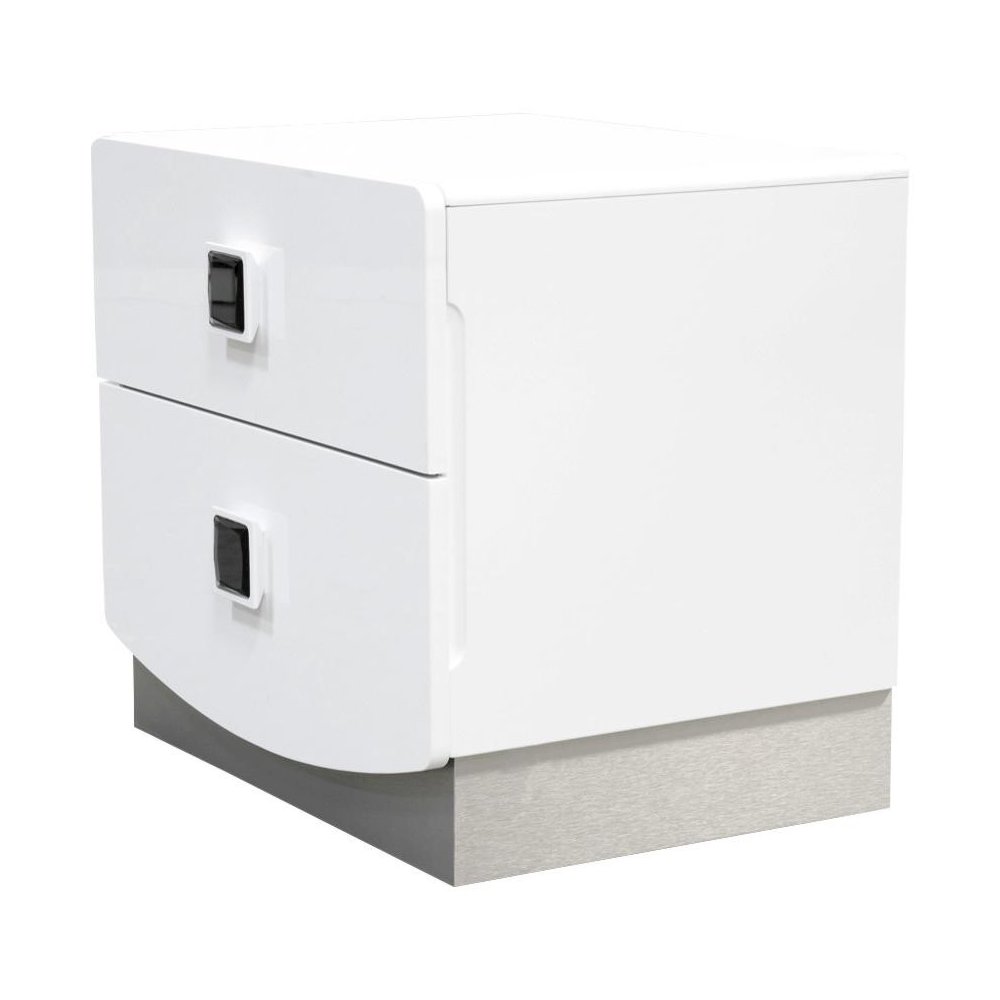 Best Master France 2-Drawer Poplar Wood Bedroom Nightstand in White Lacquer. Picture 1