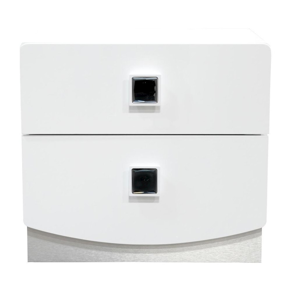 Best Master France 2-Drawer Poplar Wood Bedroom Nightstand in White Lacquer. Picture 2