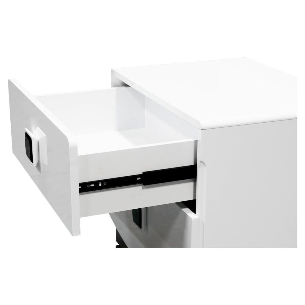 Best Master France 2-Drawer Poplar Wood Bedroom Nightstand in White Lacquer. Picture 4