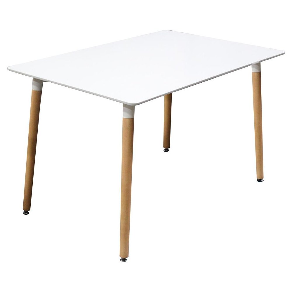 Best Master Mirage Modern Solid Wood Dining Table in White. Picture 1
