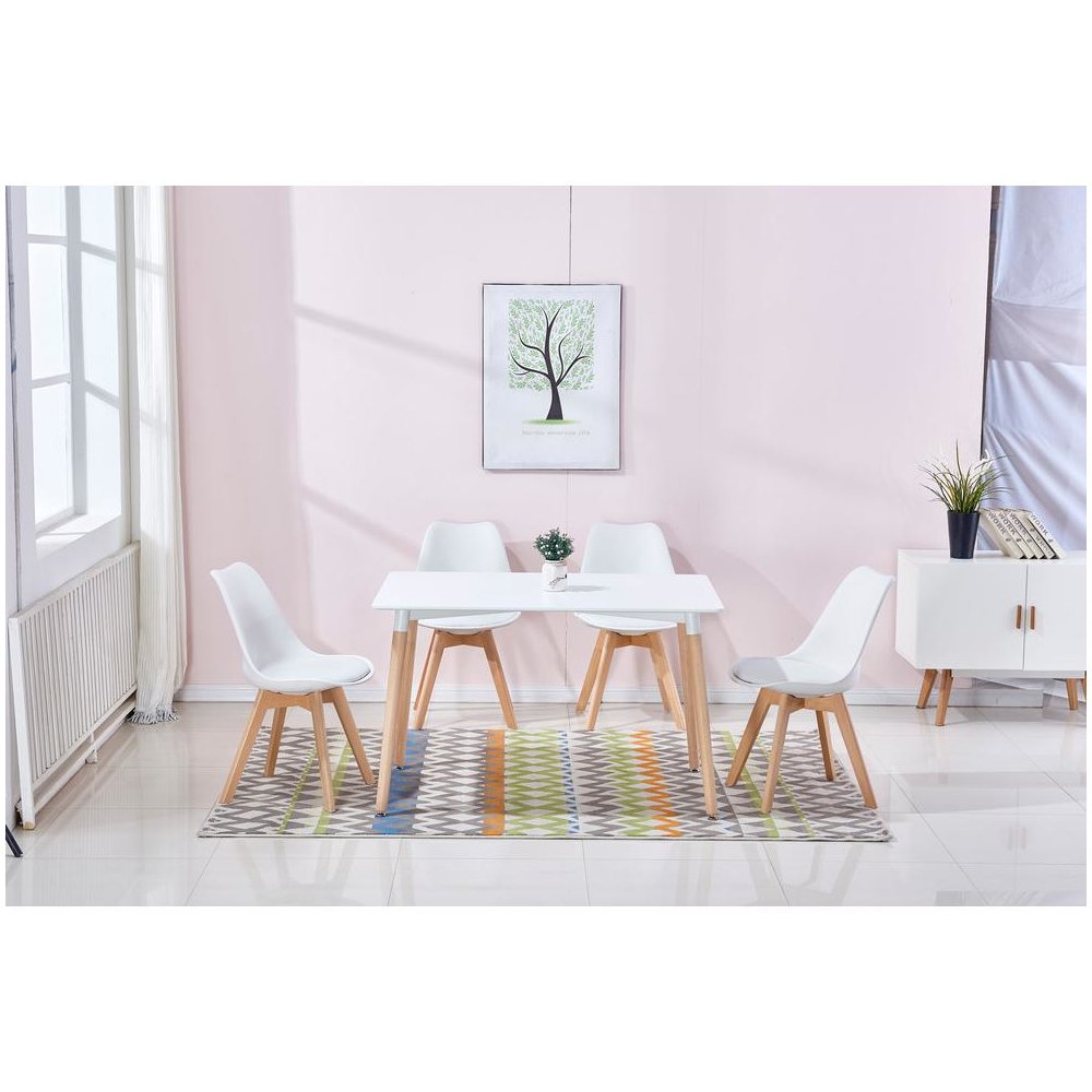 Best Master Mirage Modern Solid Wood Dining Table in White. Picture 4