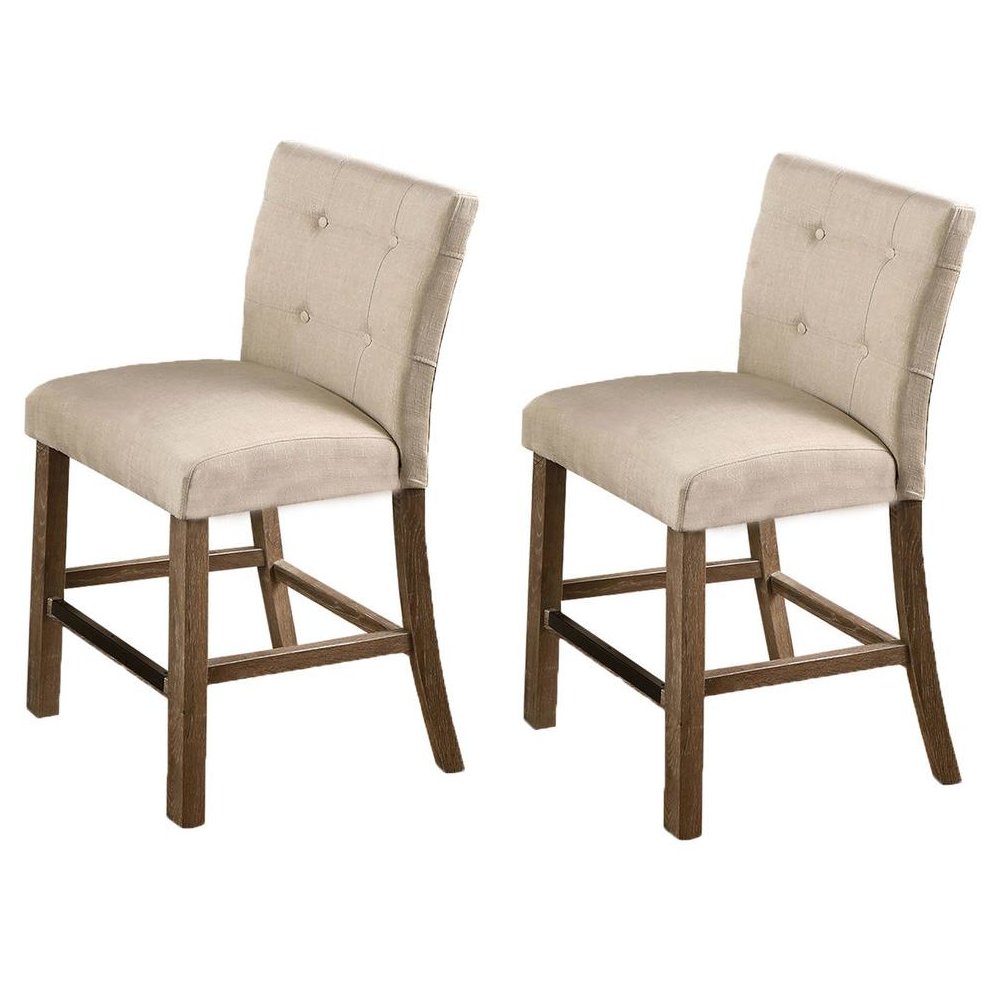 Best Master Hadley Solid Wood Counter Height Chair - Light Gray/Beige (Set of 2). Picture 1