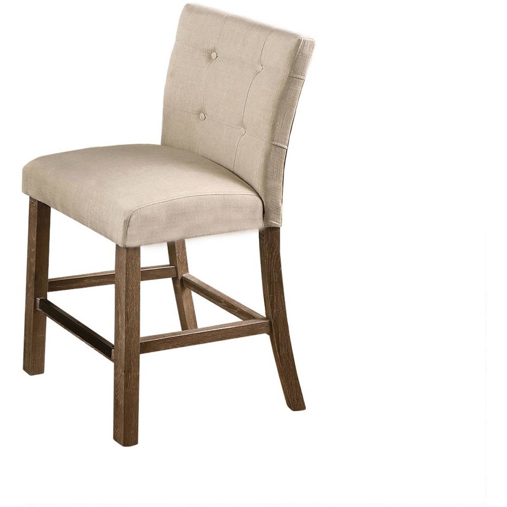 Best Master Hadley Solid Wood Counter Height Chair - Light Gray/Beige (Set of 2). Picture 2