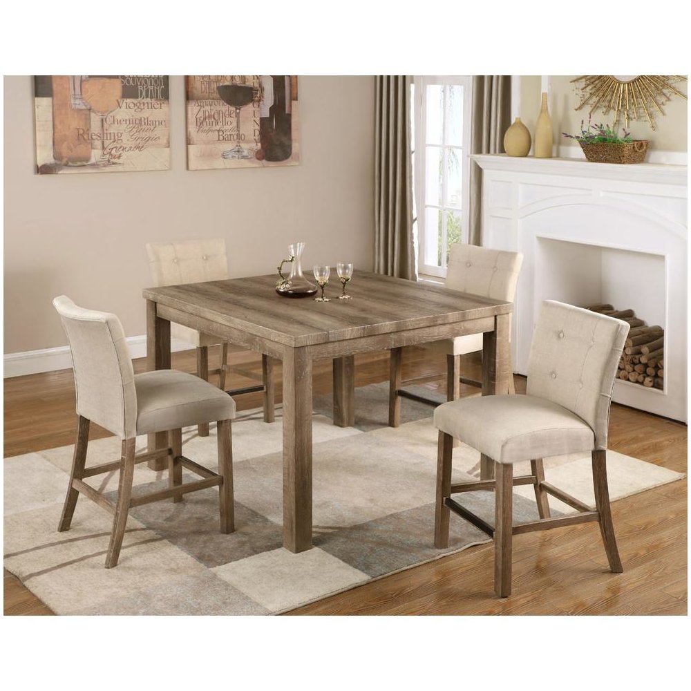Best Master Hadley Solid Wood Counter Height Chair - Light Gray/Beige (Set of 2). Picture 4