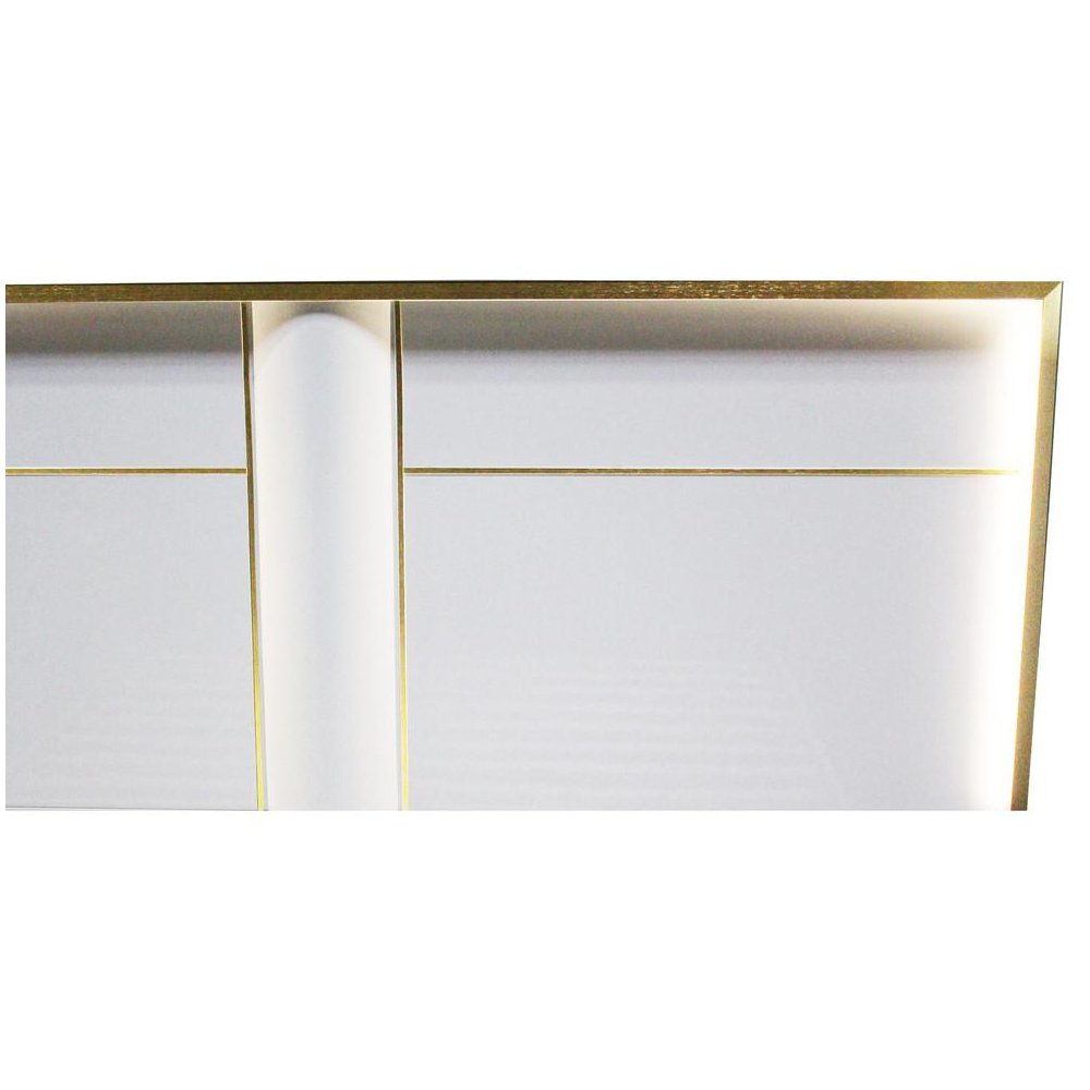 Best Master Havana Poplar Wood East King Platform Bed in White with Gold Trim. Picture 2