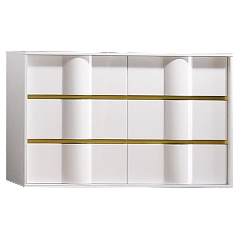 Best Master Havana 6-Drawer Poplar Wood Bedroom Dresser in White/Gold Trim. Picture 1