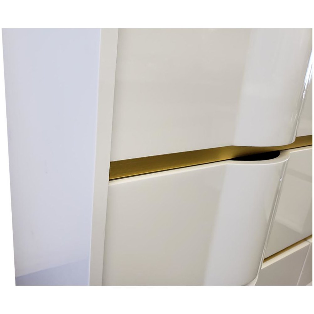 Best Master Havana 6-Drawer Poplar Wood Bedroom Dresser in White/Gold Trim. Picture 2