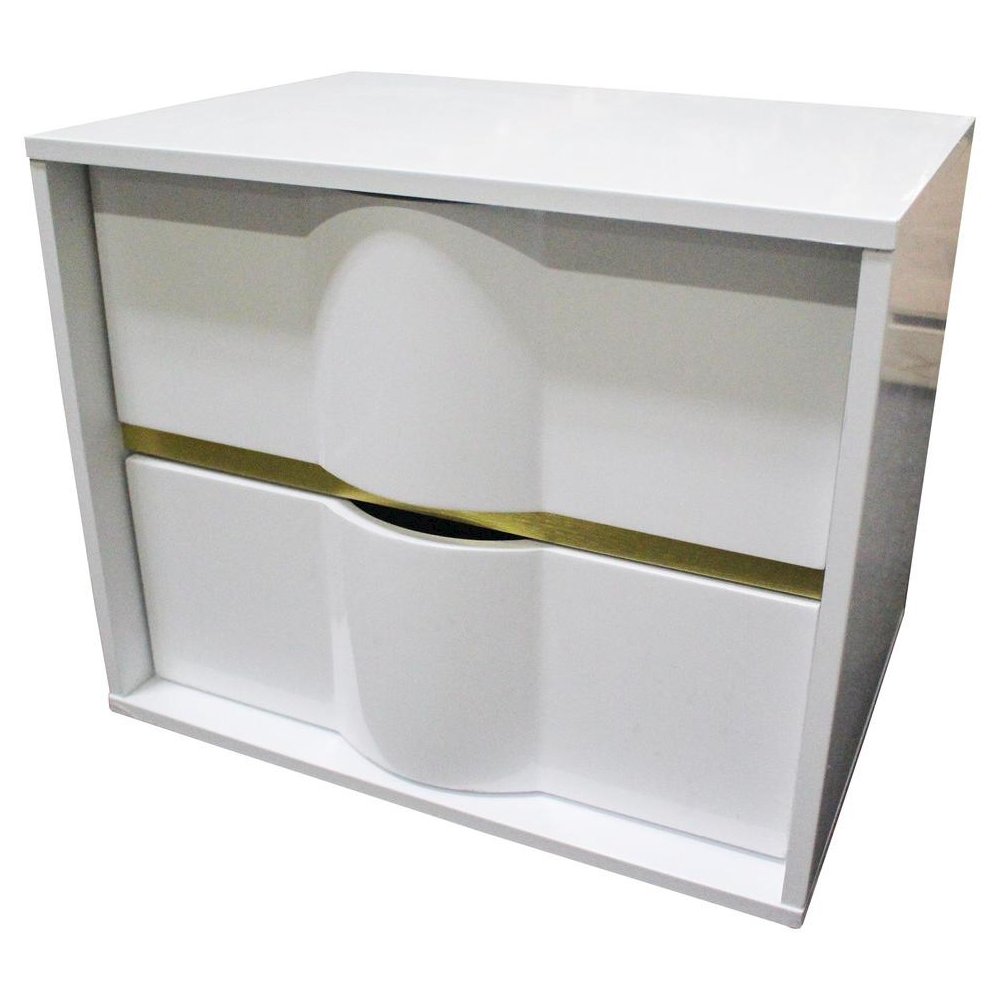 Best Master Havana 2-Drawer Poplar Wood Bedroom Nightstand in White/Gold Trim. Picture 2