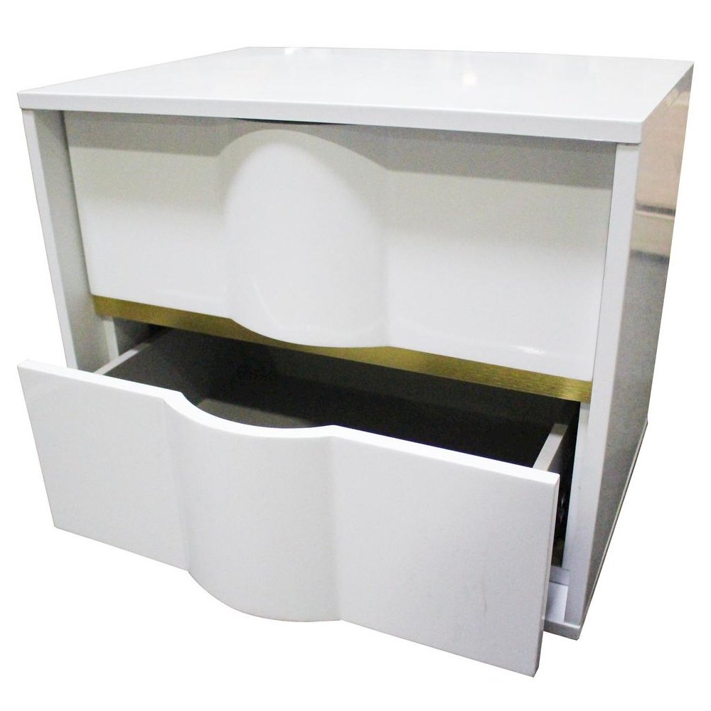 Best Master Havana 2-Drawer Poplar Wood Bedroom Nightstand in White/Gold Trim. Picture 3