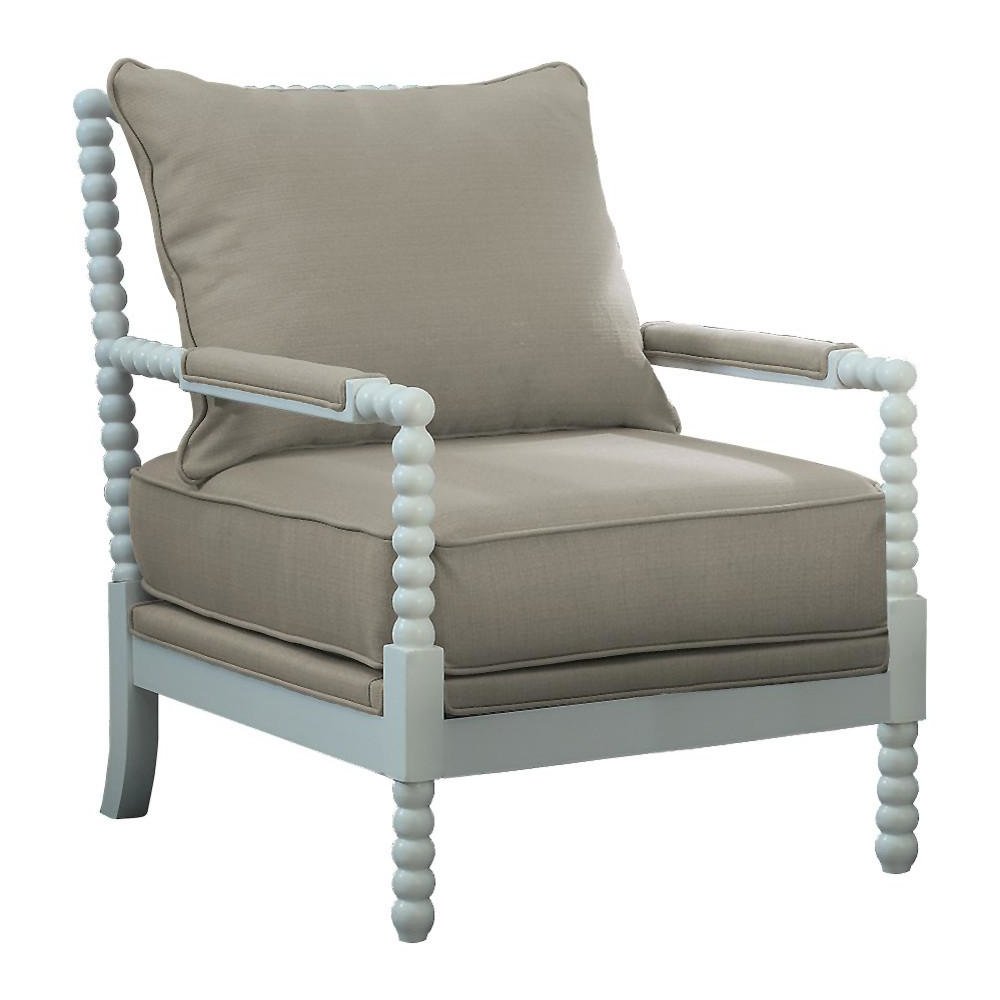 Best Master West Palm Solid Wood Living Room Accent Chair in Beige/White. Picture 1