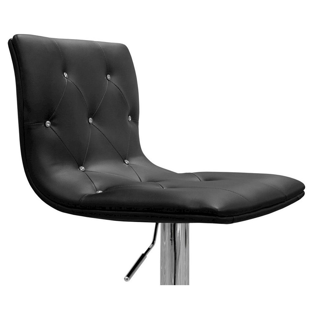 Best Master Modern Swivel Bar Stool With Crystal/Tufted Look in Black (Set of 2). Picture 2