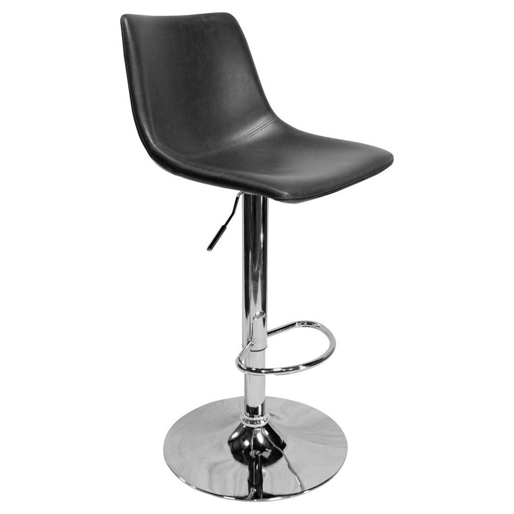 Best Master Jimmy Dean Faux Leather Adjustable Swivel Bar Stool Gray (Set of 2). Picture 3