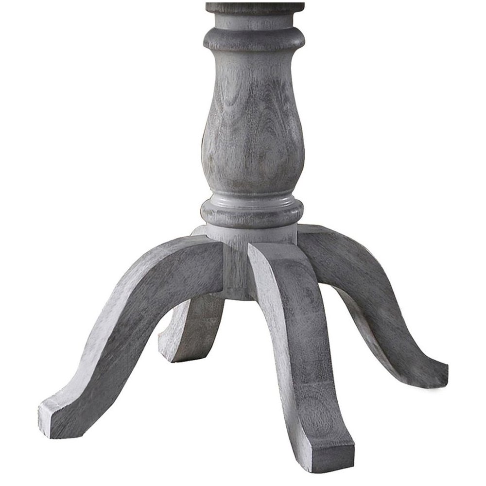 Best Master Farmhouse Style Wood Round Dining Table in Weathered Gray. Picture 3
