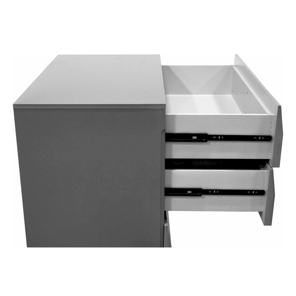 Best Master Leon 5-Drawer Poplar Wood Bedroom Chest in Gray High Gloss. Picture 3