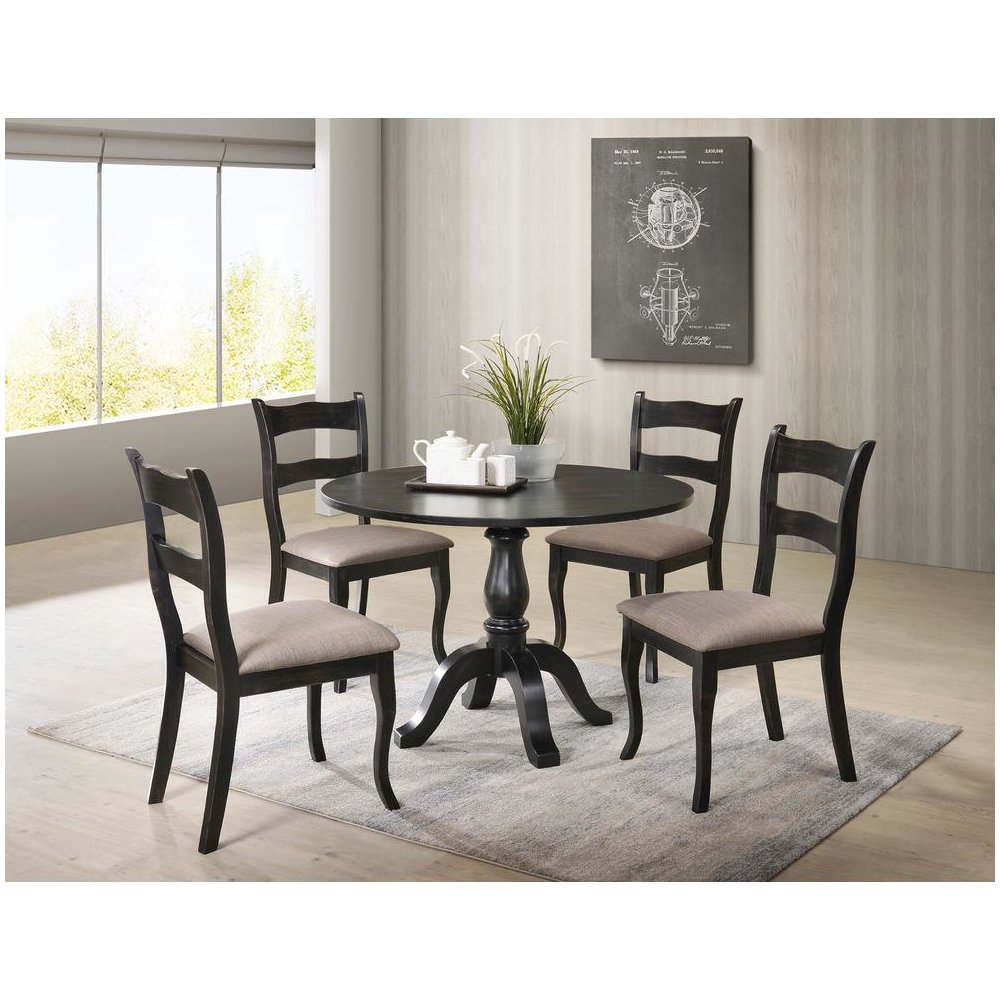 Alice Transitional Round Dining Table, Black. Picture 2