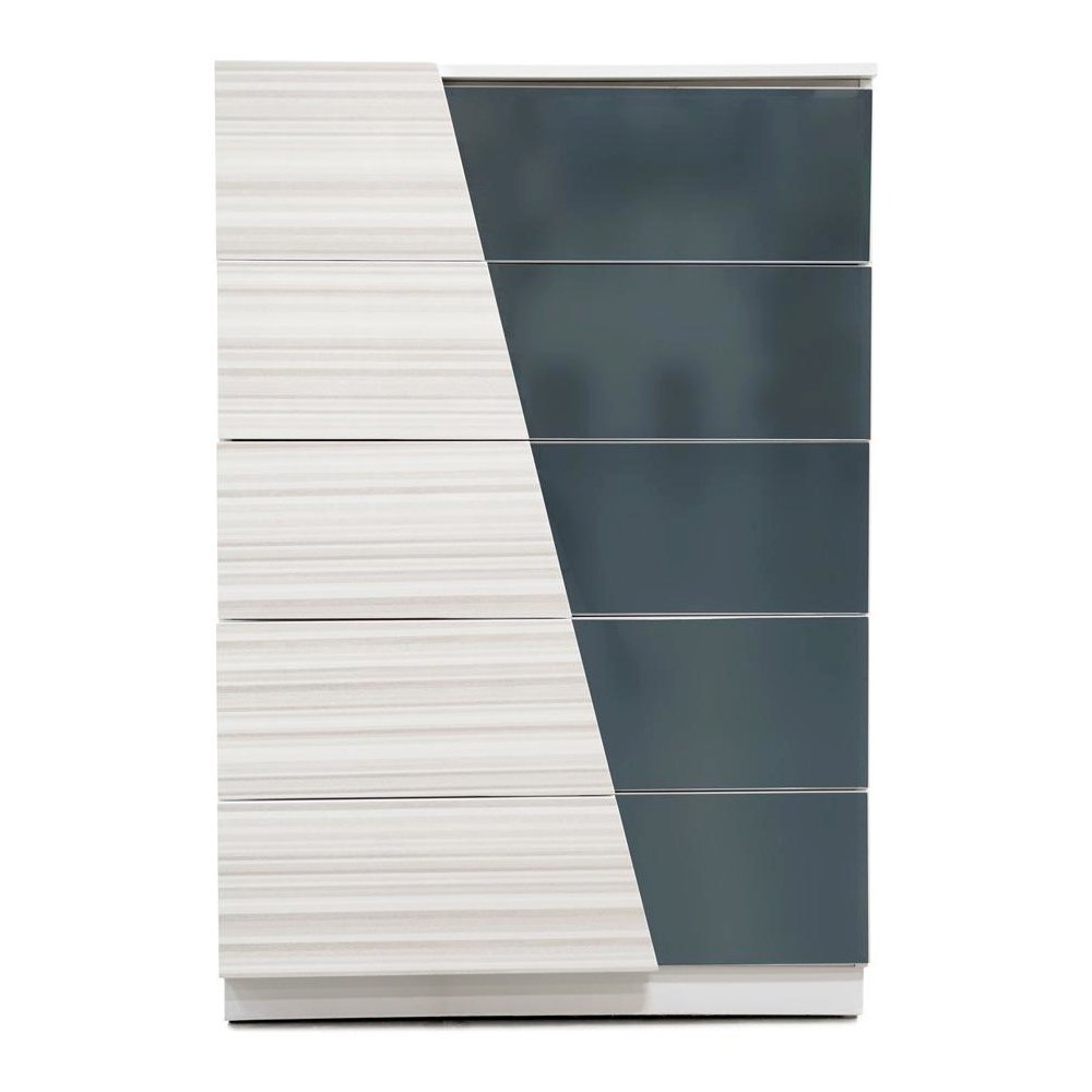 Best Master Manchester 5-Drawer Poplar Wood Bedroom Chest in Zebra/White. Picture 1