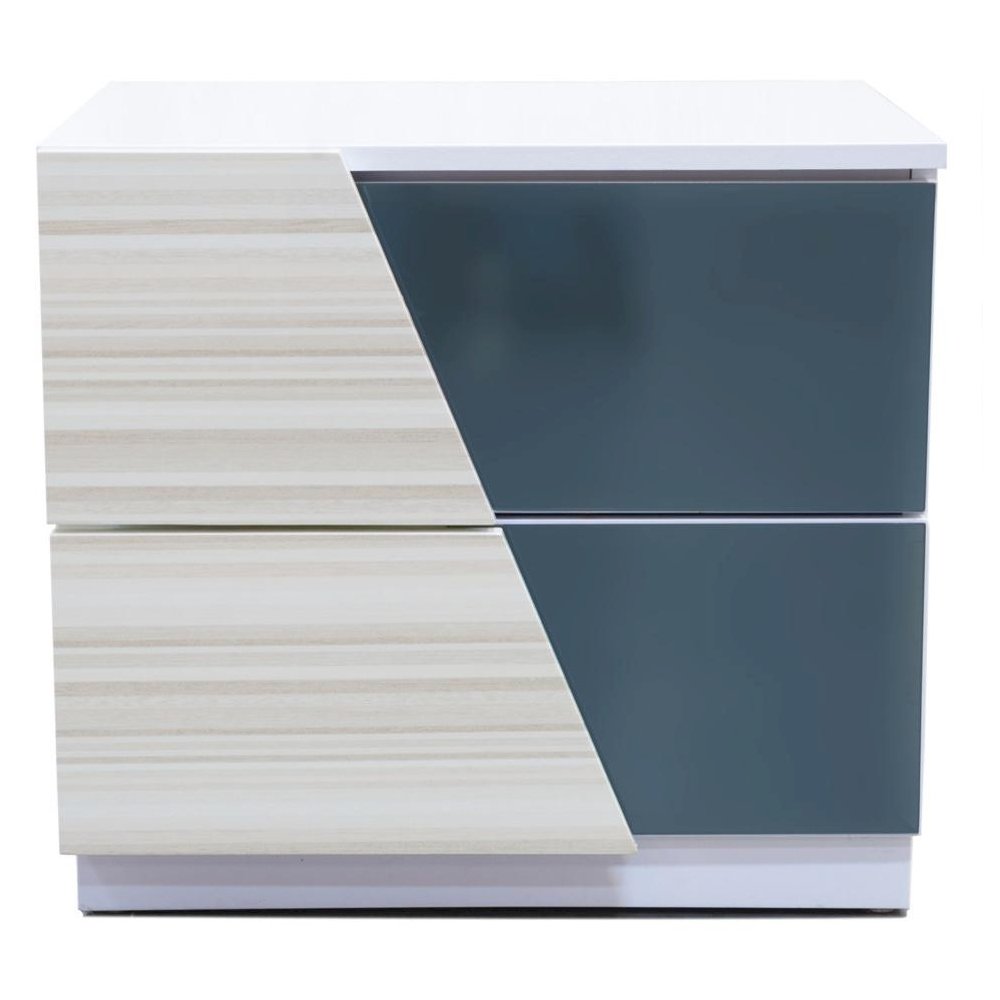 Best Master Manchester 2-Drawer Poplar Wood Bedroom Nightstand in Zebra/White. Picture 1
