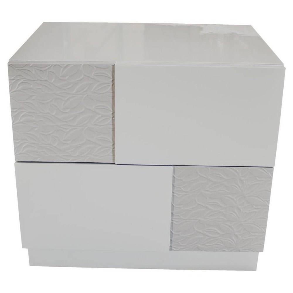 Best Master Naple 2-Drawer Poplar Wood  Bedroom Nightstand in Gray/Silver Line. Picture 1
