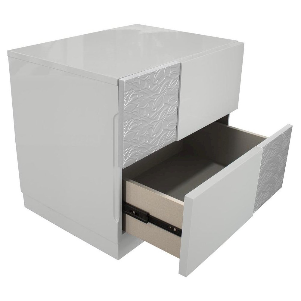 Best Master Naple 2-Drawer Poplar Wood  Bedroom Nightstand in Gray/Silver Line. Picture 3