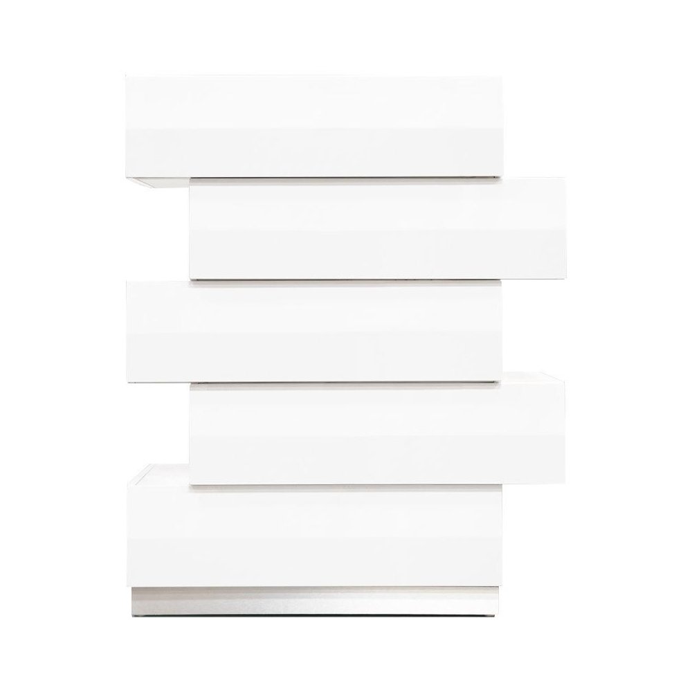 Best Master Spain 5-Drawer Poplar Wood Bedroom Chest in White/Silver Base. Picture 2