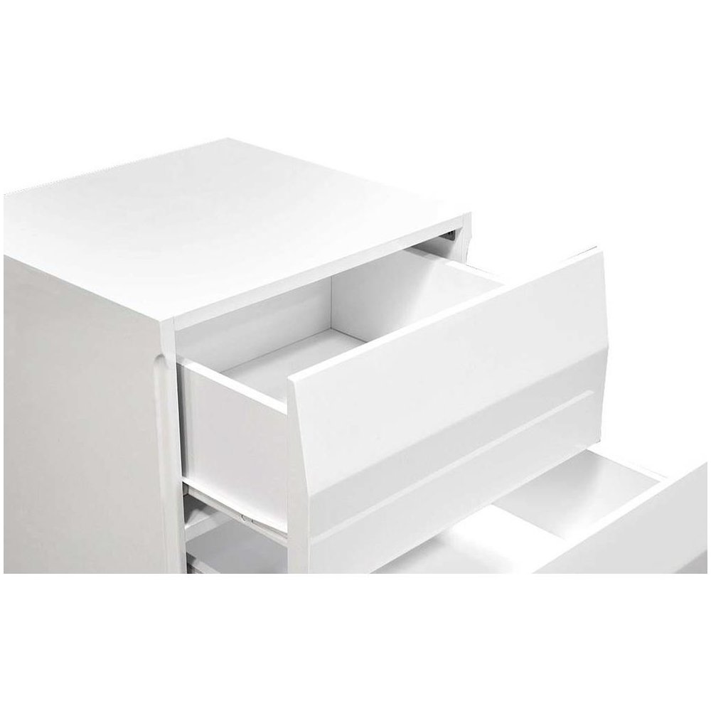 Best Master Spain 2-Drawer Poplar Wood Bedroom Nightstand in White/Silver Base. Picture 3