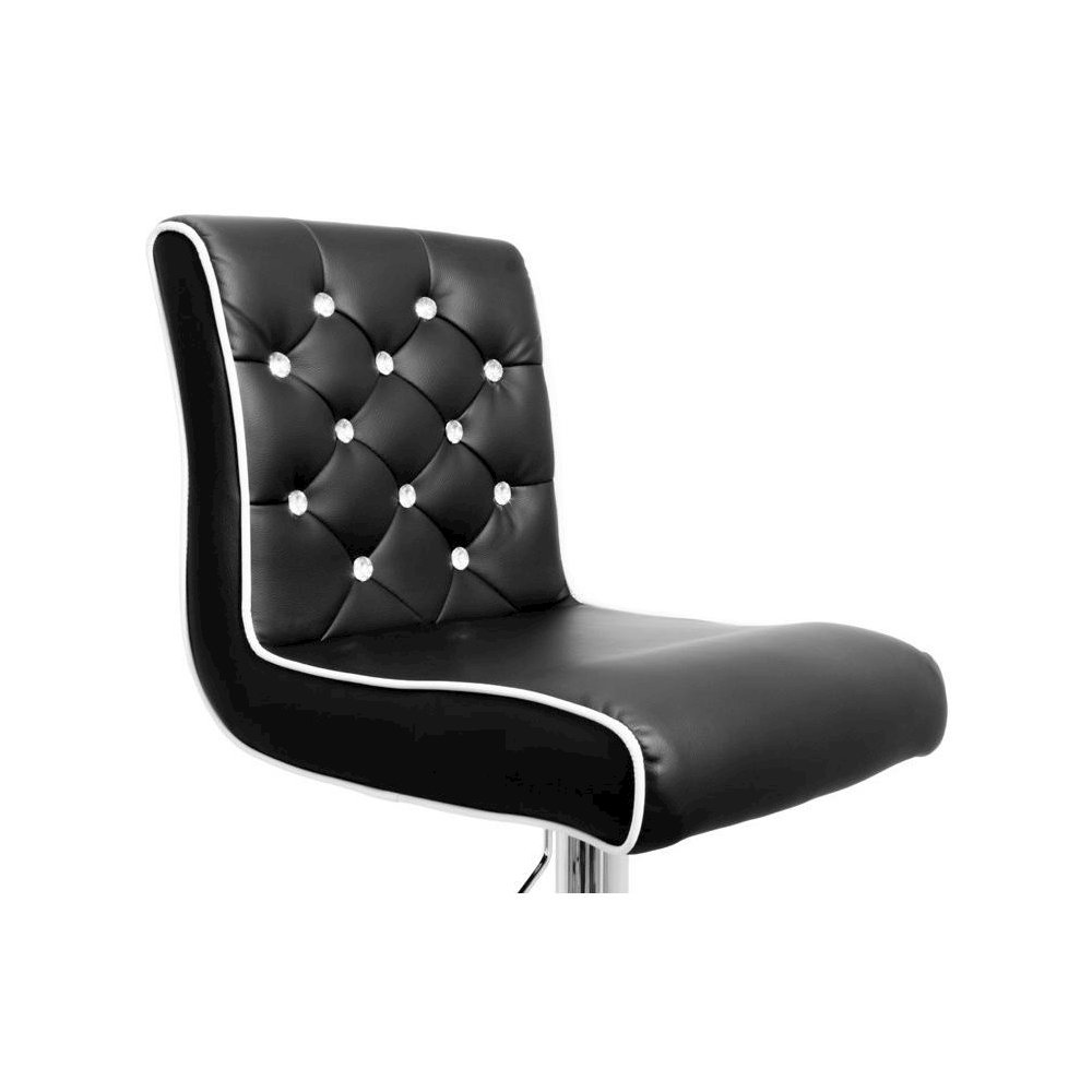 Best Master Swivel Bar Stool With Crystal and Tufted Look in Black (Set of 2). Picture 2