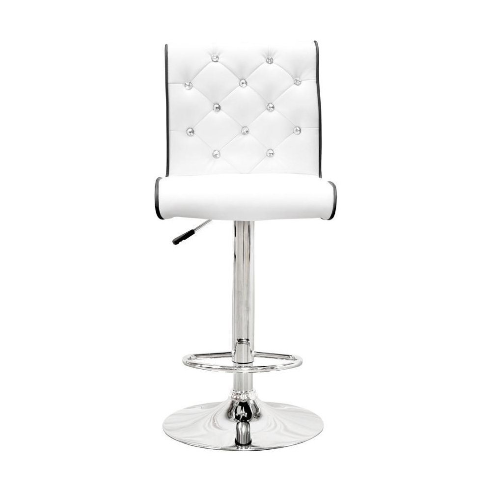 Best Master Swivel Bar Stool with Crystal and Tufted Look in White (Set of 2). Picture 2