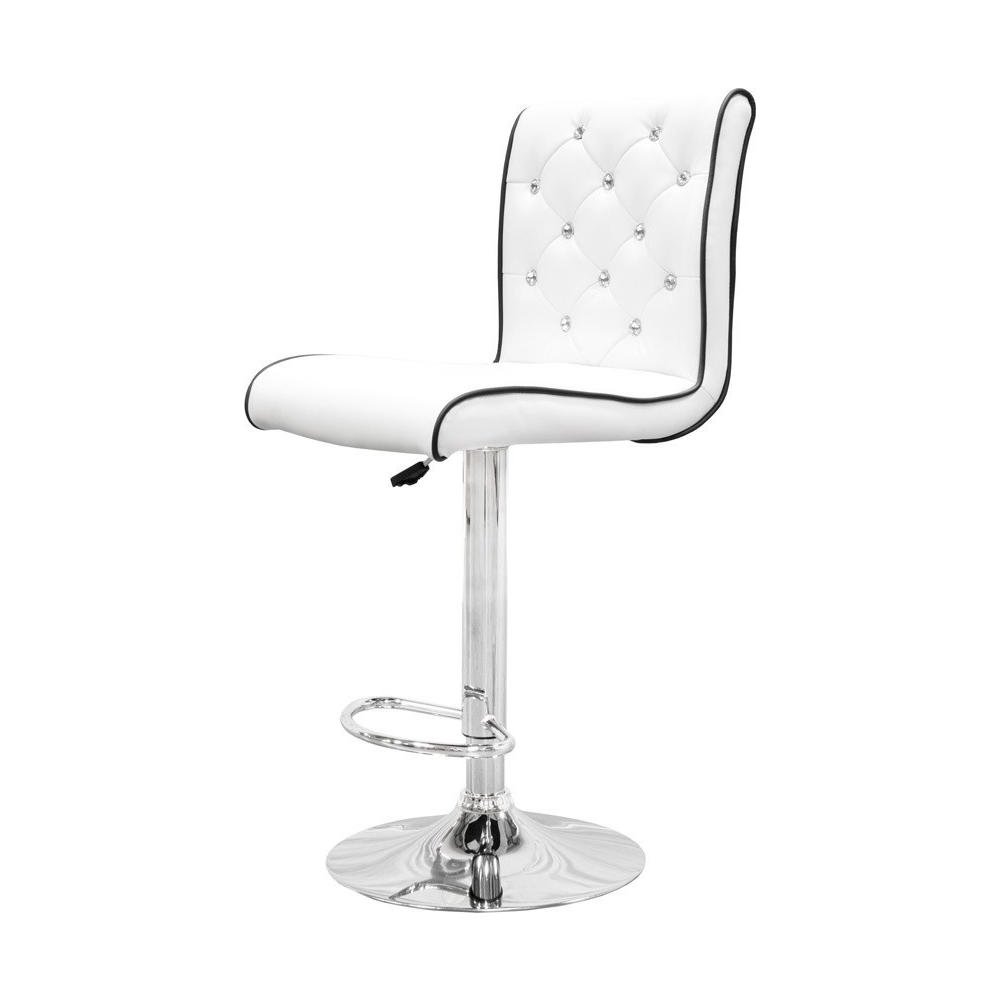 Best Master Swivel Bar Stool with Crystal and Tufted Look in White (Set of 2). Picture 3
